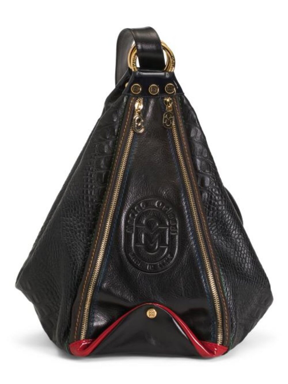 MARINO ORLANDI Made In Italy Leather Crocodile Sling Backpack